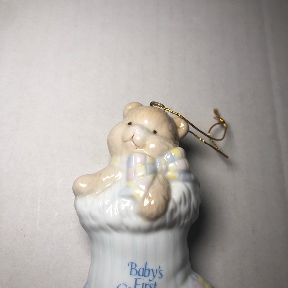 Vintage Babys First Christmas 1997 Avon Ceramic Ornament Teddy Bear Stocking 90s - Picture 2 of 10
